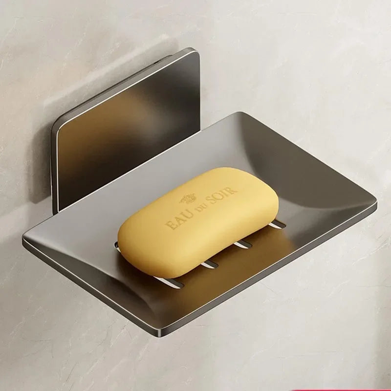 Bathroom Aluminum Alloy Soap Dish Free-Punching Wall Mounted Soap Sponge Holder Organizer Accessories Kitchen Soap Holder