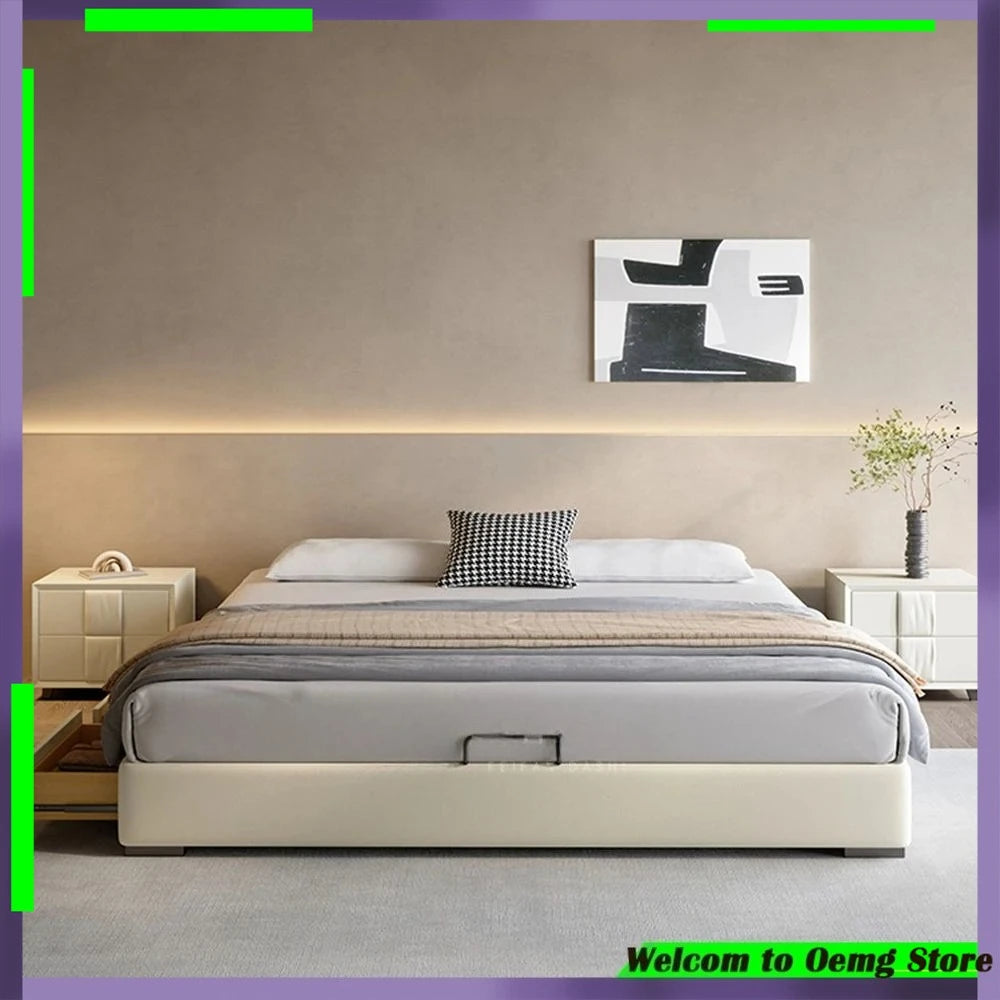 Double Queen Size Multifunctional Aesthetic Bed Nightstands Perfect Elegant Bedroom Decoration Cama Casal Home Accessories