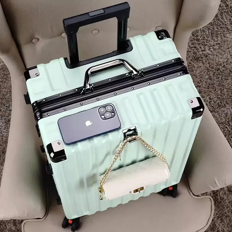 Luggage female mute universal wheel trolley case aluminum frame 24 inch student password suitcase male