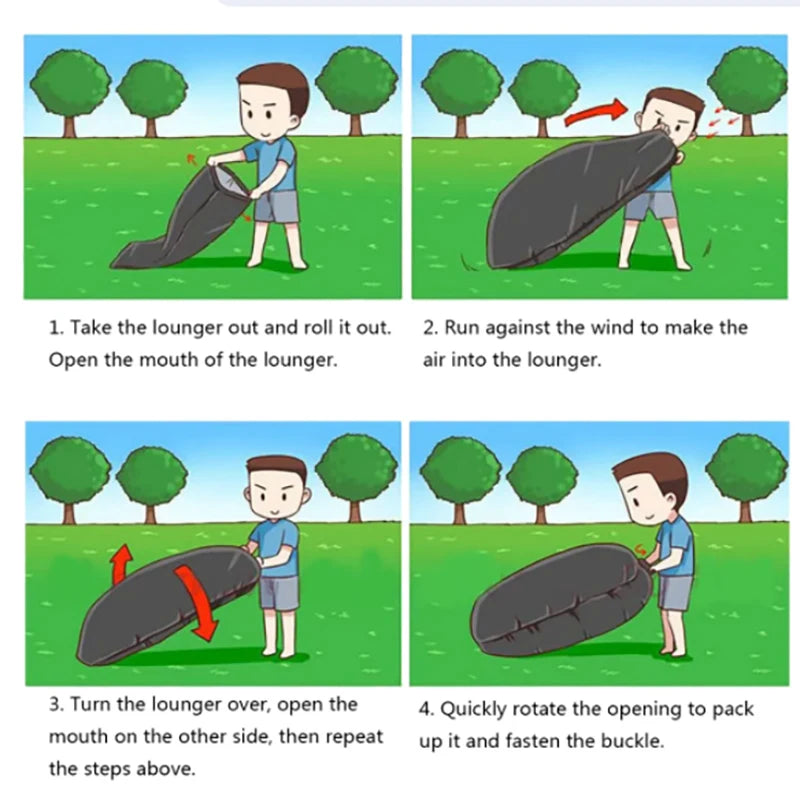 Outdoor Camping Inflatable Sofa Folding Portable Air Sofa Lightweight Ultralight Backpacking Beach Lazy Sleeping Bed