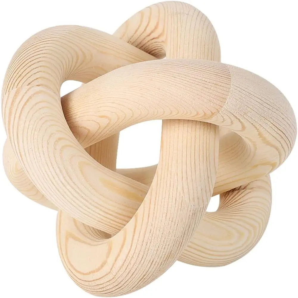 Decorative Hand Carved Modern Farmhouse Accents Wood Knot Decor 3-Link Pine Shelf Decor Wood Chain Link Decor