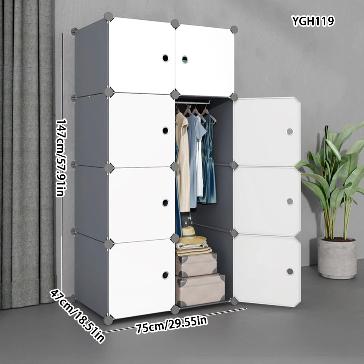Simple Wardrobe Home Bedroom Assembly Storage Cabinet Rental Room Cloth Wardrobe Dormitory Small Storage Cabinet Strong and Durable