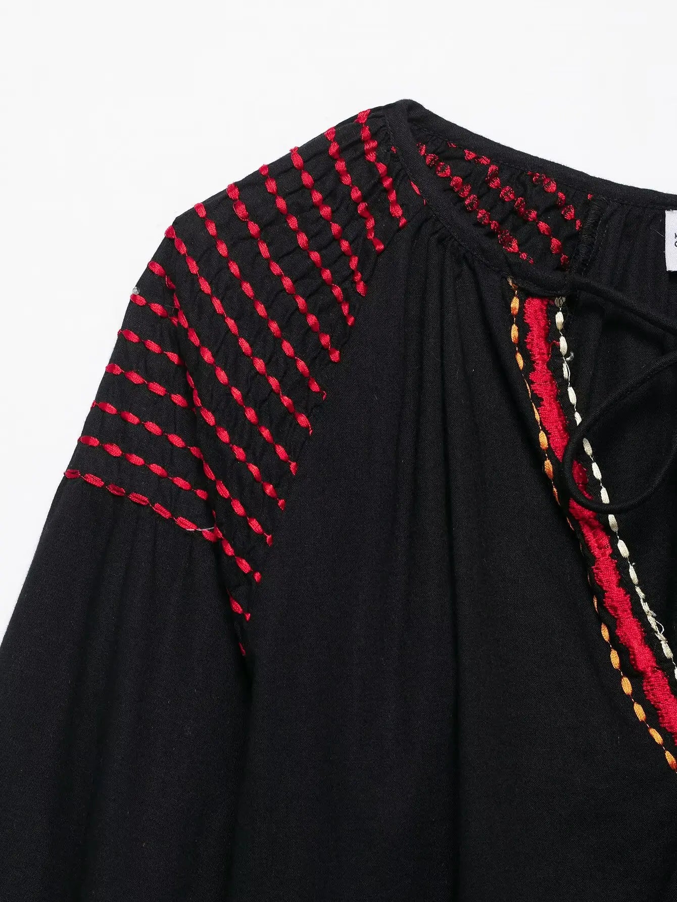 Women's clothing 2025 summer new ethnic loose retro style embroidered short dress
