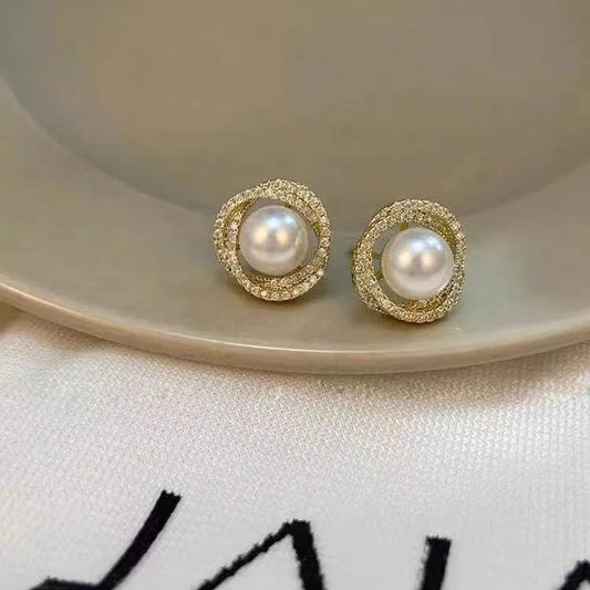 Real 18K Gold Pearl Earrings for Woman Luxury AU750 Trend Pearl Earrings  Fine Jewelry High-quality Banquet Gift