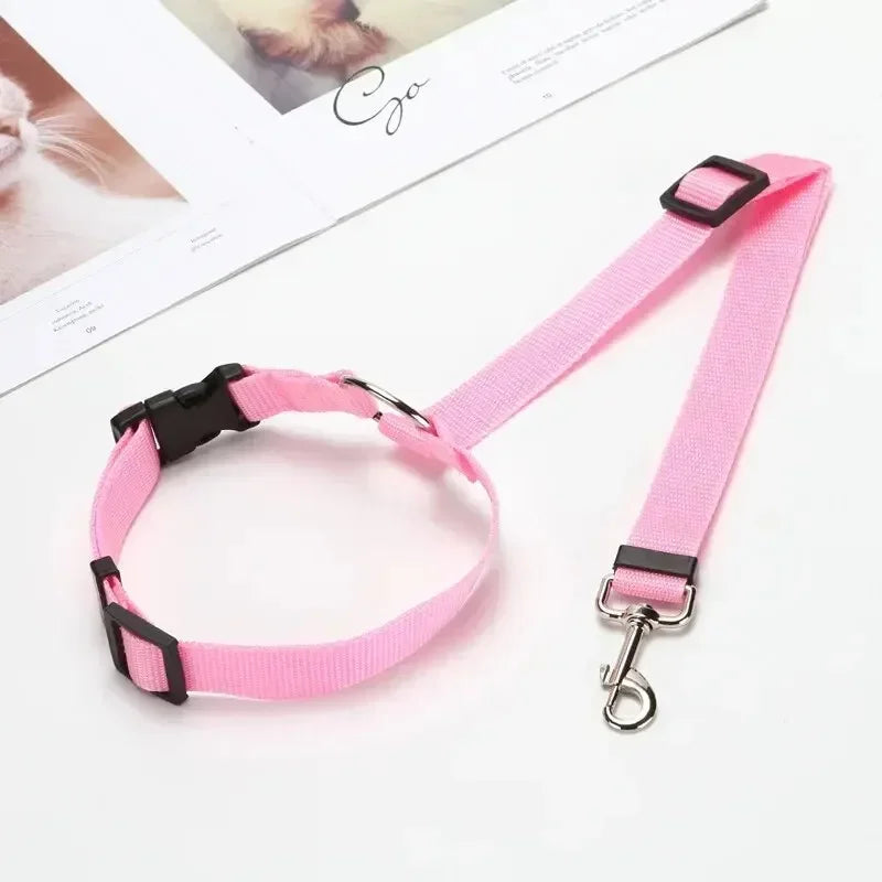 Pet Dog Accessories Pet Car Safety Rope Rear Seat Traction Rope Pet Supplies 2-in-1 Nylon Adjustable Dog Safety Belt Collar
