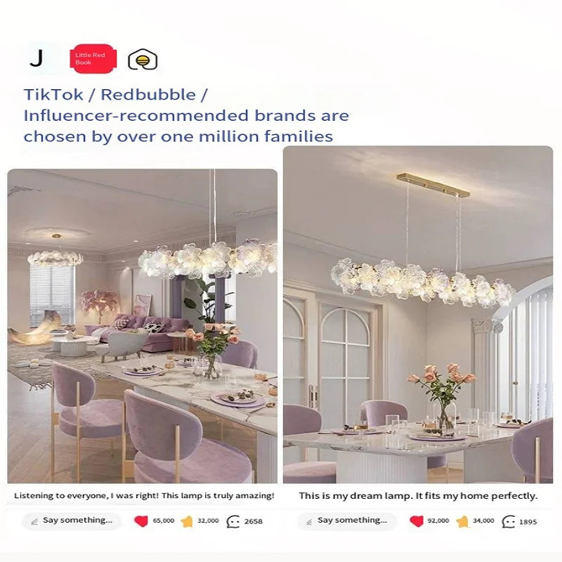 French-style minimalist restaurant - modern and simple long dining table with crystal chandelier