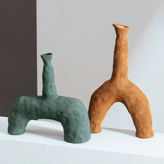 Ceramic Vases Irregular Hollow-out Abstract Pottery Decoration Dry Flower Accessories Vases, Home Decoration Flowerpots Gifts