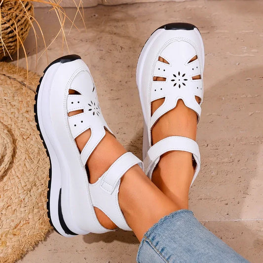 Women's Shoes 2025 Hot Sale Closed Toe Women's Sandals Casual Rome Sandals Women Hollow Platform Wedges Plus Size Shoes Female