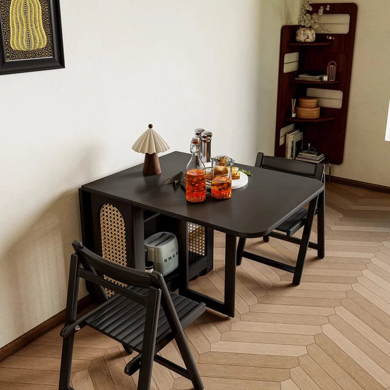 Folding Dining Table Set 6 Vintage Rattan Dining Table Set Modern Luxury Nordic Mesas Pegables Portatil Dining Room Furniture