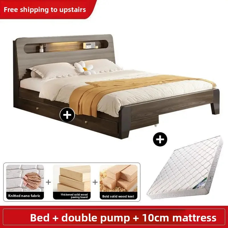 Solid Wood Bed, Single Bed, Simple Bed, Multiple Sizes To Choose From, Suitable for Bedrooms and Rental Houses