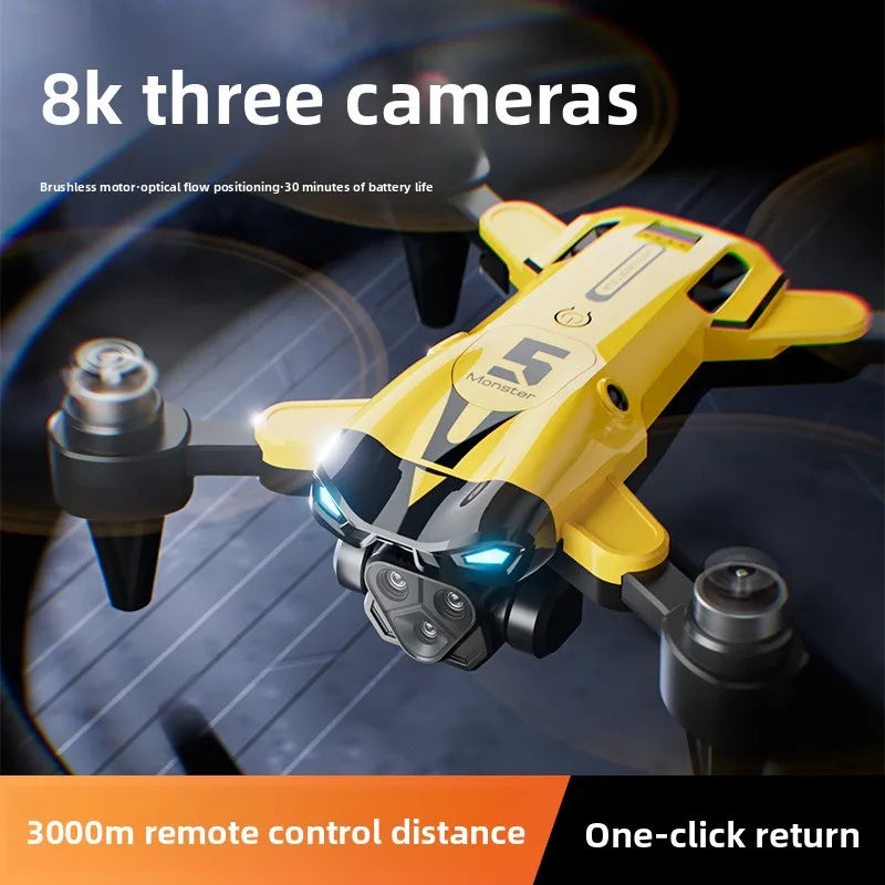 M5 triple-camera drone is a high-definition aerial photography remote control aircraft with optical flow positioning quadcopter