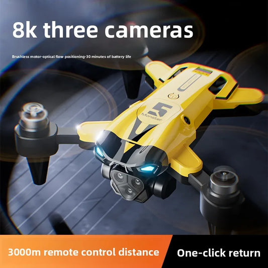 M5 triple-camera drone is a high-definition aerial photography remote control aircraft with optical flow positioning quadcopter