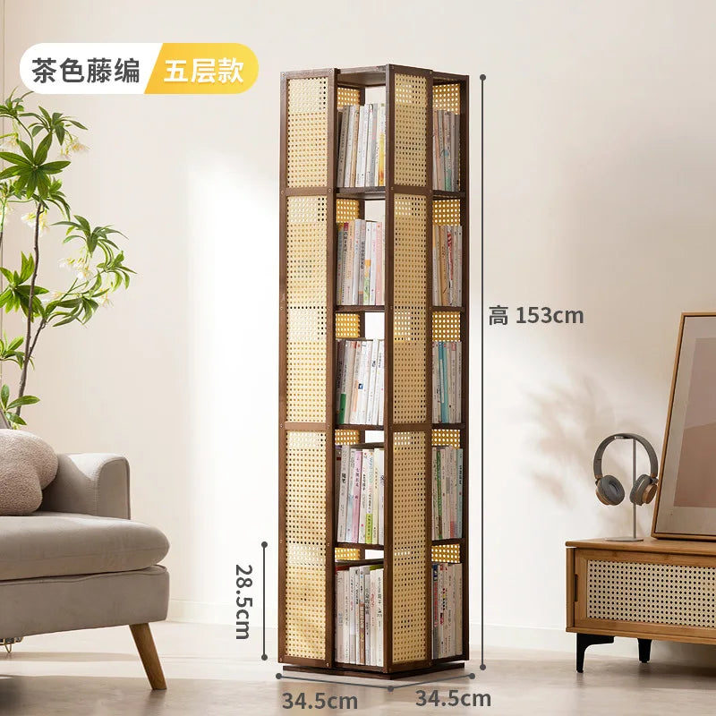 360 Degree Rotating Bookshelf for Living Room Bedroom Children's Picture Books Storage Rack Simple Home Decor Student Bookcase