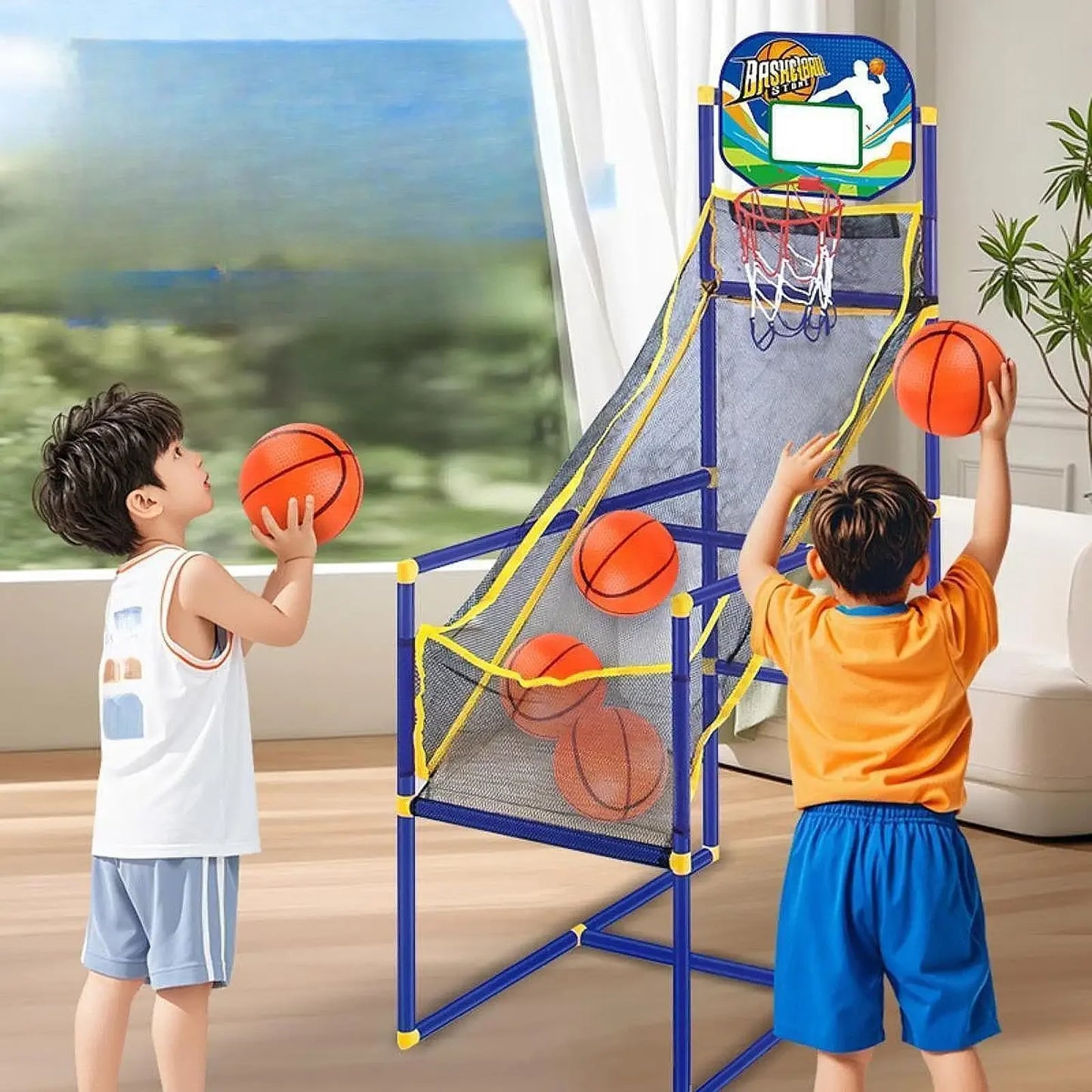 Indoor Basketball Shooting Machine Room Basketball Hoop Kids Arcade Basketball Game Set Sports Playset Basketball Training Toy