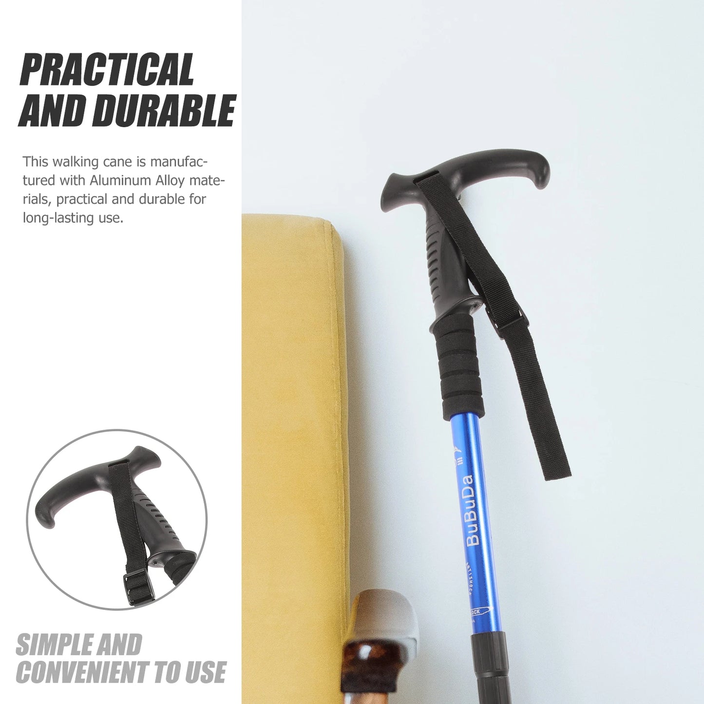 Trekking Pole Walking Stick Telescopic Cane Anti-slip Poles Hiking Sticks Canes for Men Climbing Adjustable