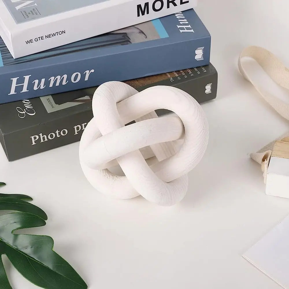 Decorative Hand Carved Modern Farmhouse Accents Wood Knot Decor 3-Link Pine Shelf Decor Wood Chain Link Decor