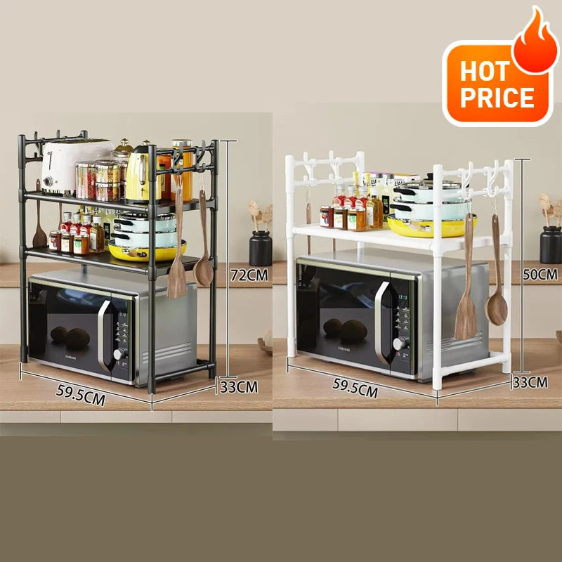 Kitchen Storage Rack Multi-Layer Microwave Rack Simple Standing Countertop Condiment Oven Organizer Shelf Kitchen Accessories