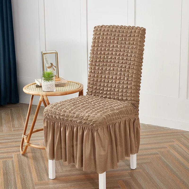 high quality Seersucker chair cover for dining room banquet chair slipcover stretch chair skirt elastic wedding chair decoration