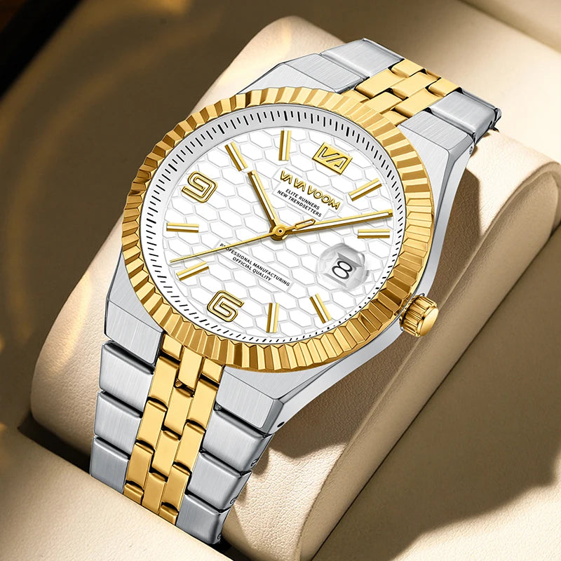2025 NEW Watches For Men Light Luxury Trendy Waterproof Luminous Calendar Honeycomb Pattern Surface Steel Strip Quartz Watches