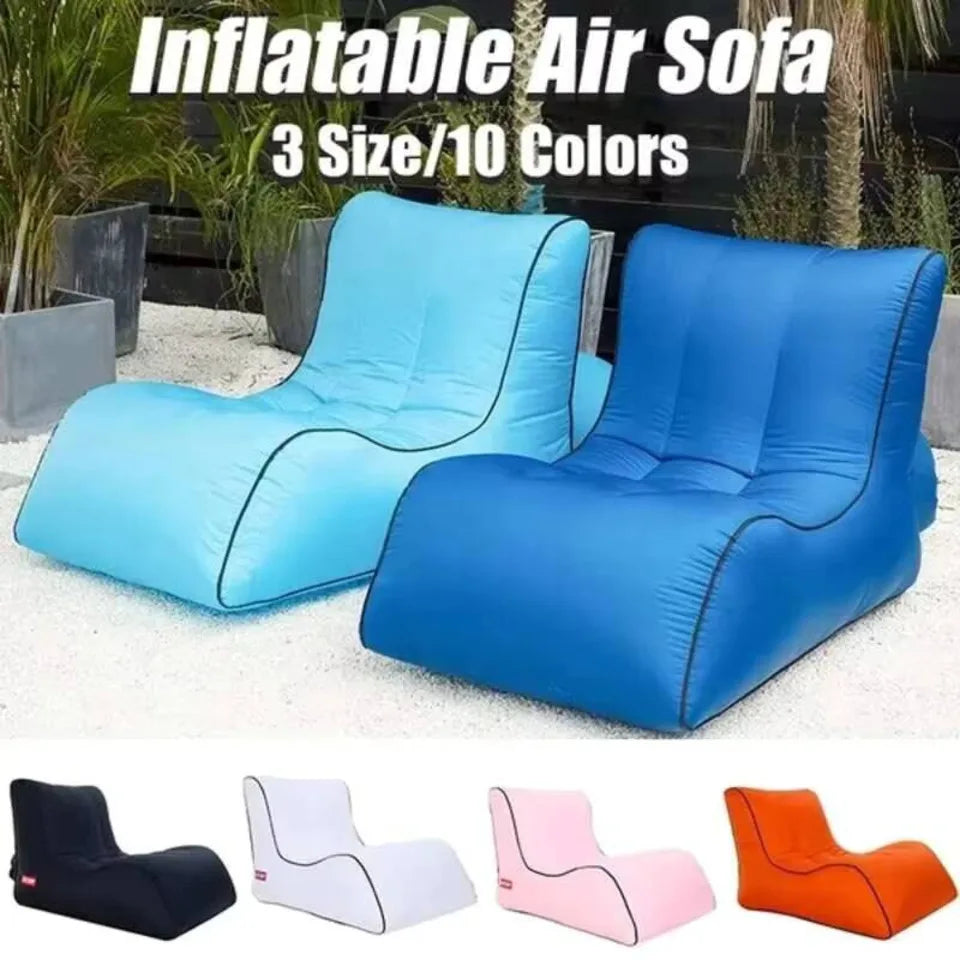 Outdoor Beach Inflatable Sofa Single Inflatable Sofa Lazy Cushion Bed Outdoor Furniture Camping Portable Folding Bed Seat