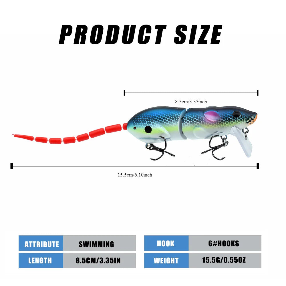 15.5CM Mouse Lure Artificial Plastic Mouse Fishing Lure Swimbait Rat Pike Bass Minnow Floatingbaits Fishing Tackle Accessories