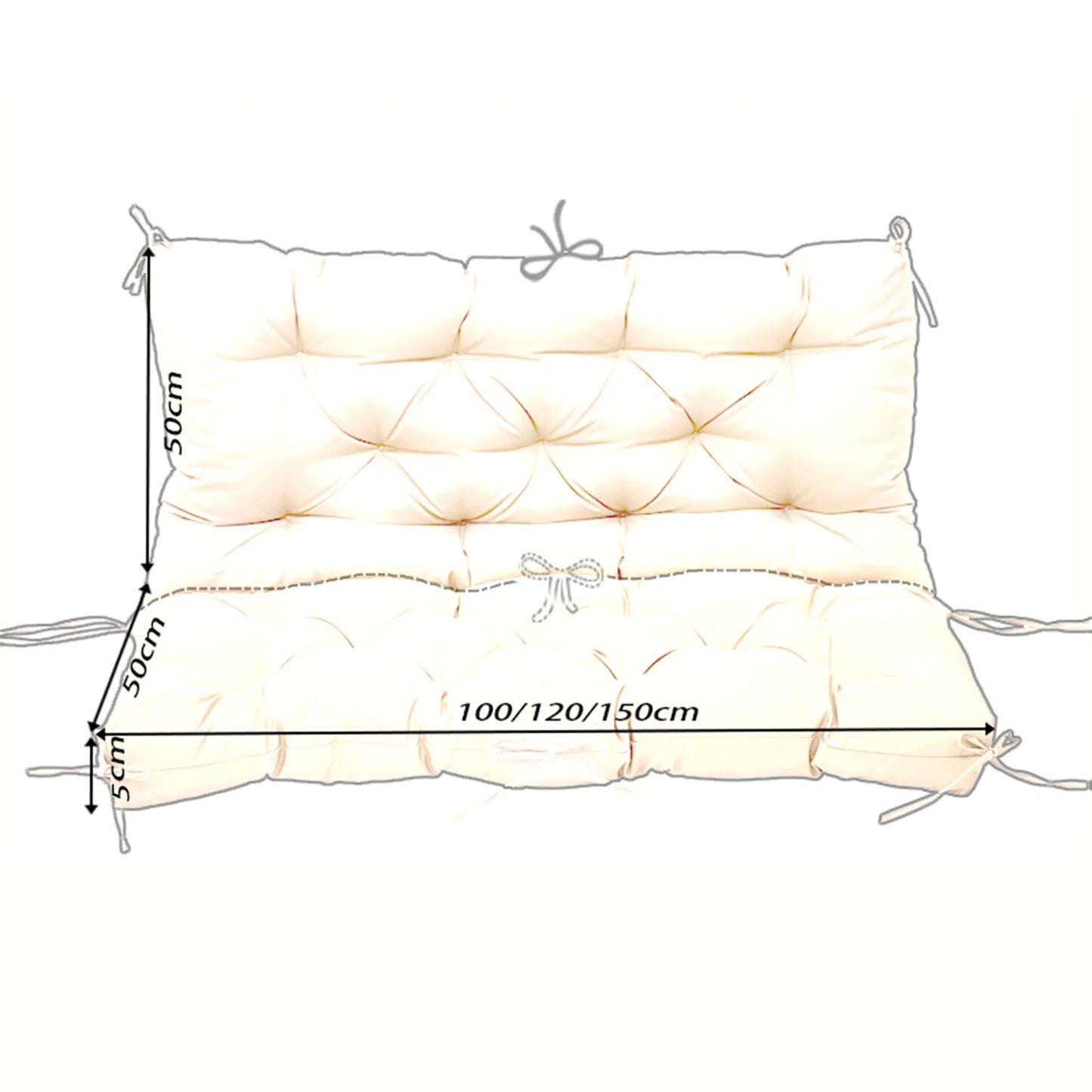 Outdoor Bench Cushions Garden Swing Seat Cushions with Backrest 2/3 Seater Replacement Cushion for Outdoor Swing Sofa Pad Settee