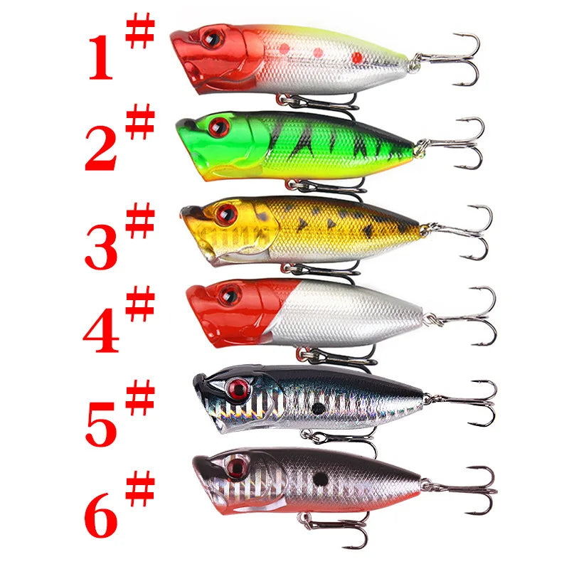 Fishing Lure 10g 65mm Floating Popper Artificial Wobbler Hard Bait with Hook for Pike Perch Winter Swimbait Trolling Crankbait