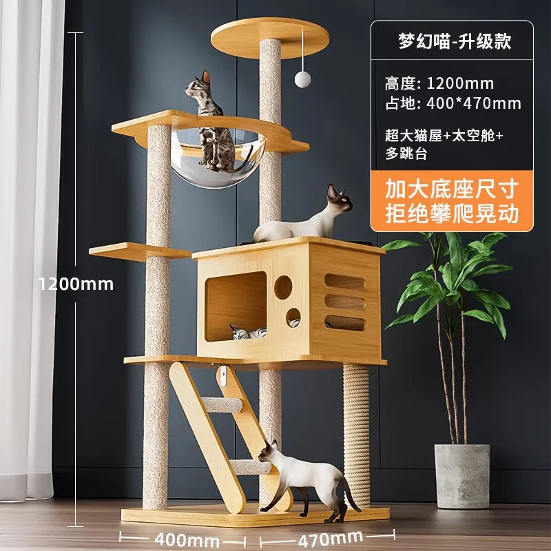 Tree Tower House for Large Cats, Claws, Sofa Protection, Cats with Scrapers, Wooden Cat Scratcher, Beds and Furniture
