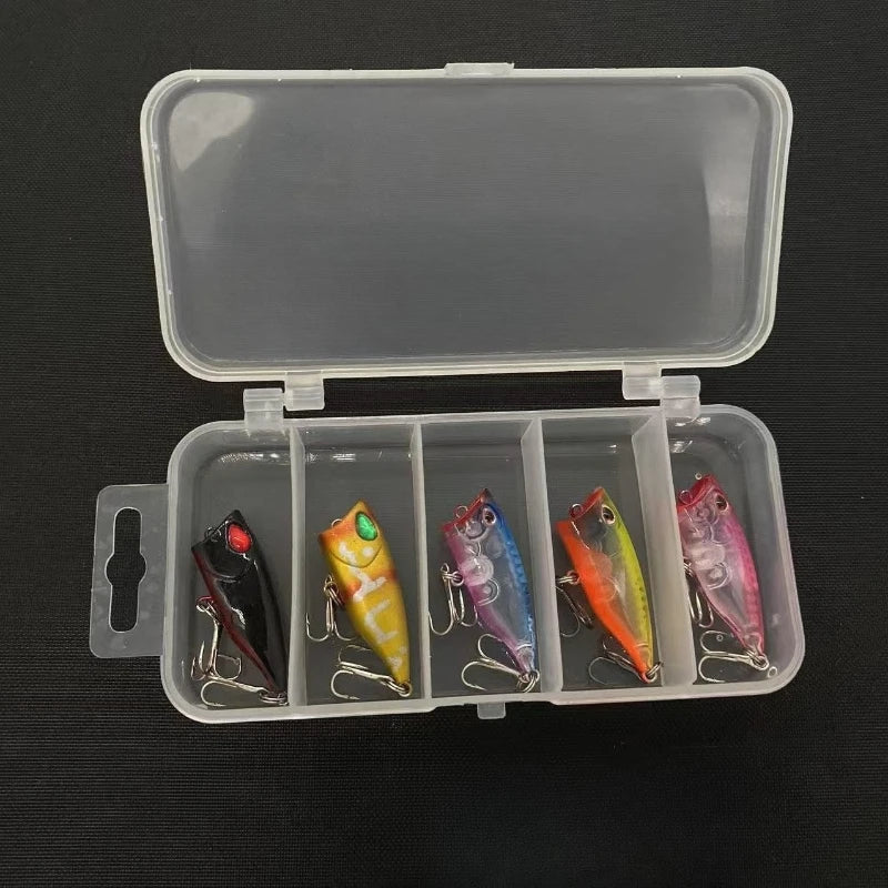 Fishing Gear Products 5 pcs Lure Bait Set 5 Colors 3D Eyes Floating Mini Wave Crawler Imitation Fake Baits Bait-like Hard Bait