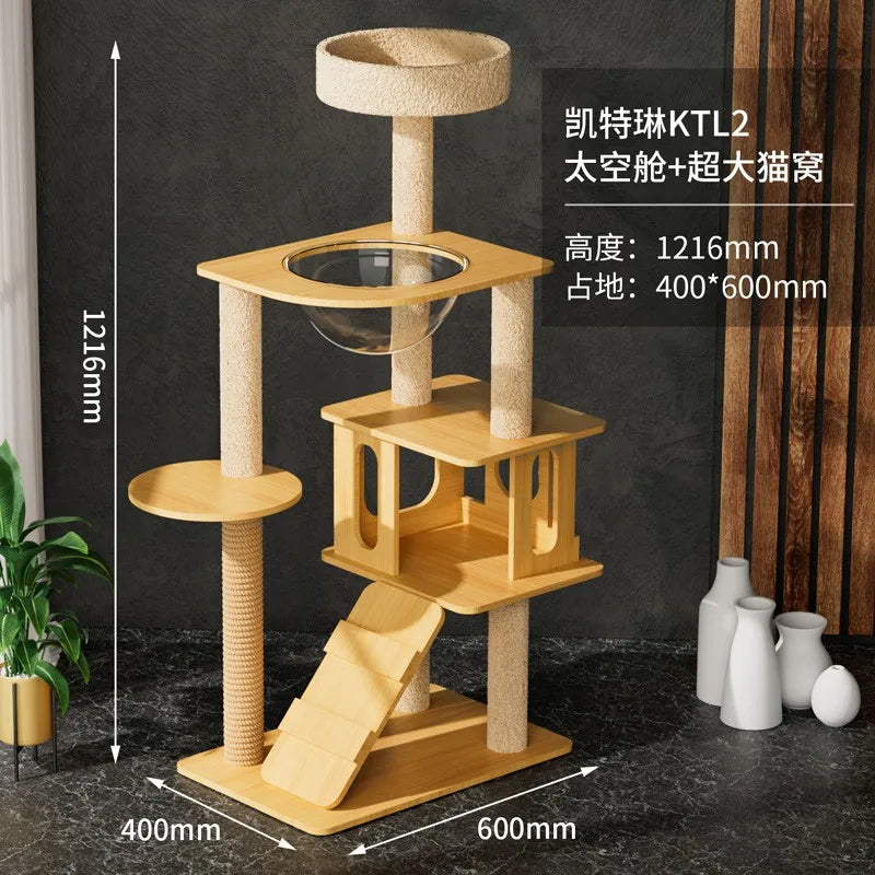 Tree Tower House for Large Cats, Claws, Sofa Protection, Cats with Scrapers, Wooden Cat Scratcher, Beds and Furniture