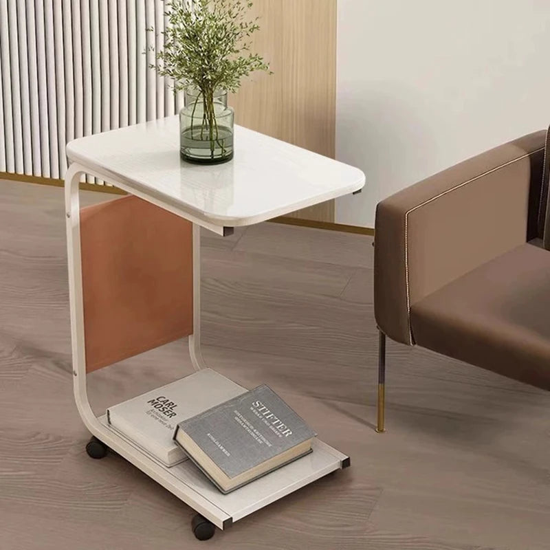 Side Table for Living Room, Mobile Coffee Table, C-shaped Sofa Side Cabinet, Simple Small Square Table, Bedroom Bedside Table