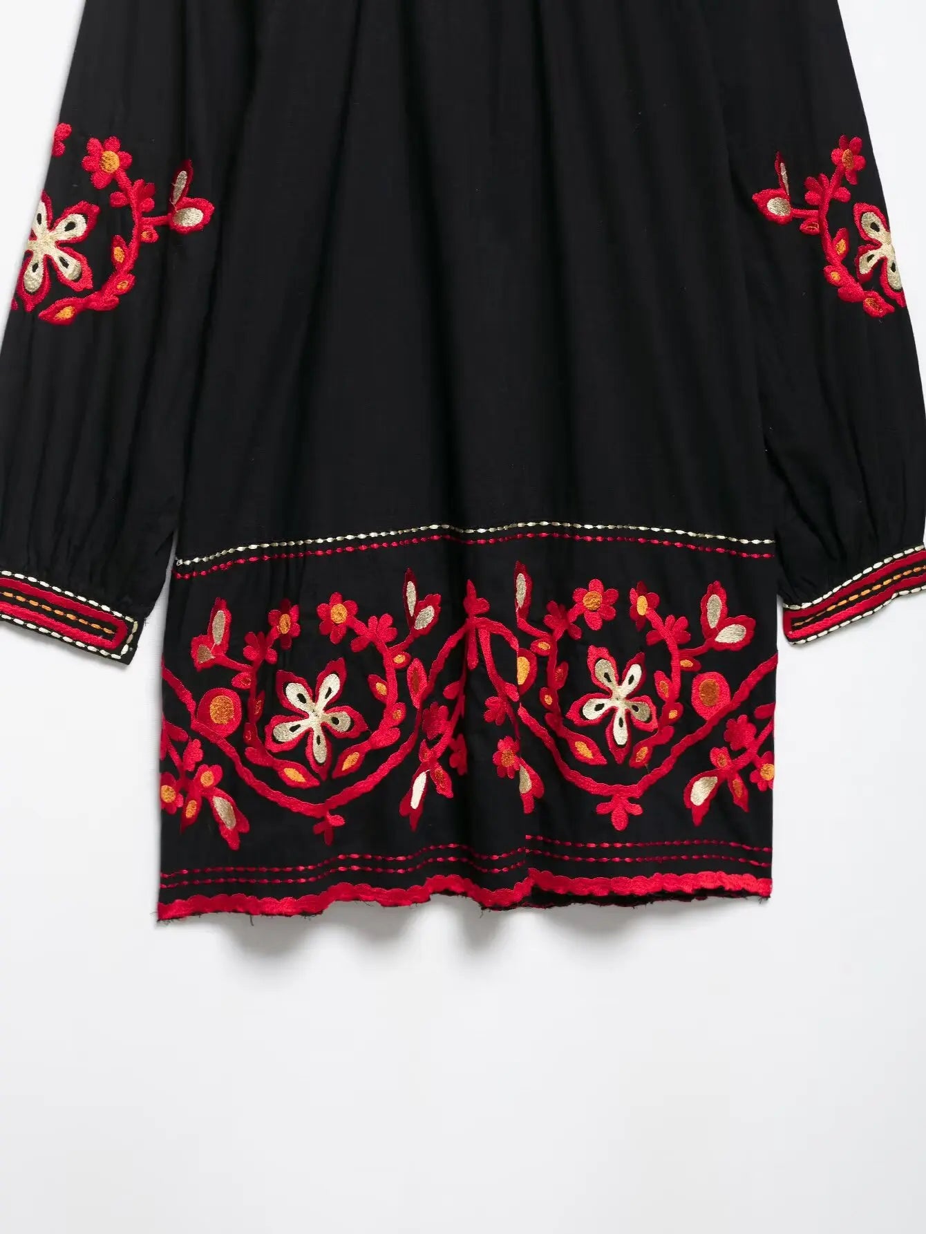Women's clothing 2025 summer new ethnic loose retro style embroidered short dress