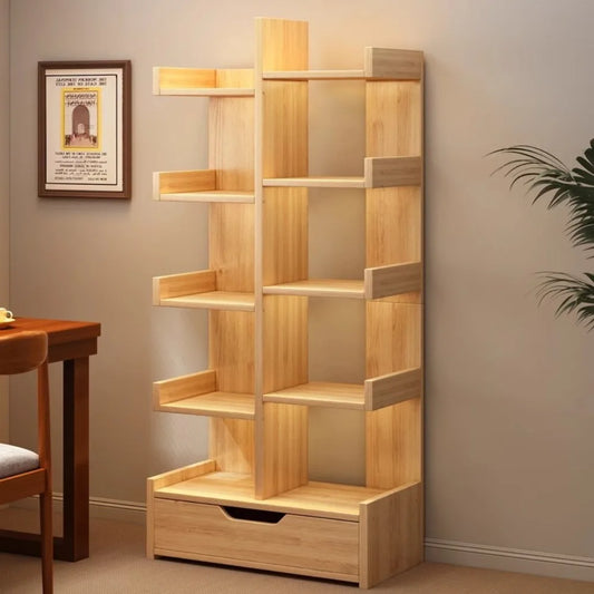 Multi-Level Bookshelf Floor Standing Storage Racks Office Display High Load-bearing Large Capacity Grid Saving Space Bookshelf