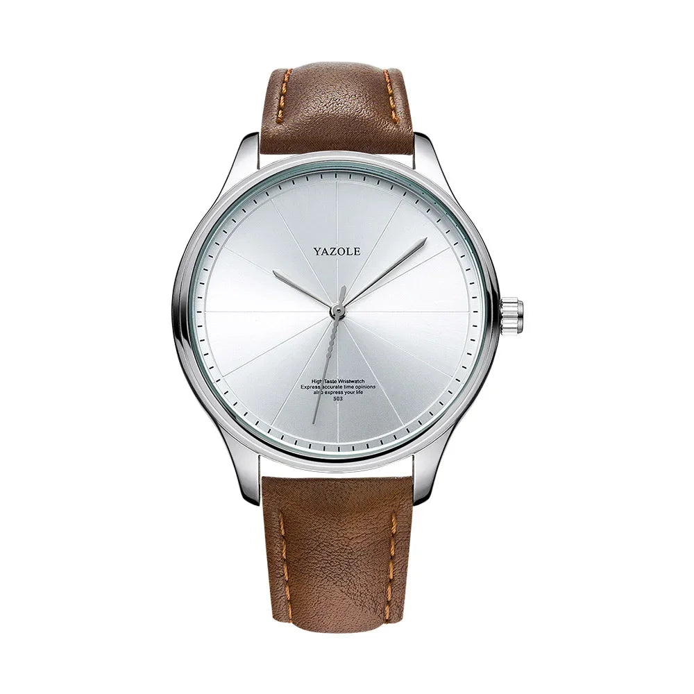 Business Style Watches for Men Top Brand Luxury Metal Case Analog Quartz Men's Watch Casual Leather Belt Fashion Man Watch Gift