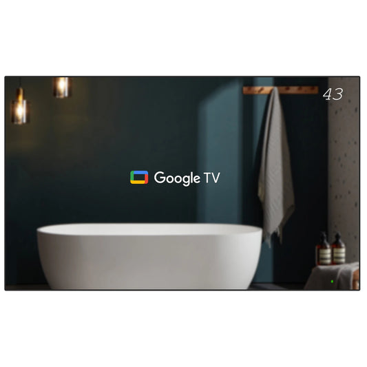 Soulaca 43inch Mirror TV Large Smart 4K Screen Vanishing IPX6 Waterproof for Bathroom SPA Google System WiFi Bluetooth