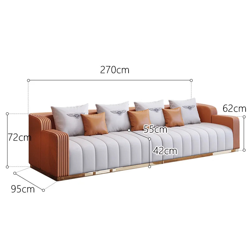 Light Luxury Leather Sofa Combination Modern Minimalist Design High-End Three Or Four People Sofa Living Room Furniture