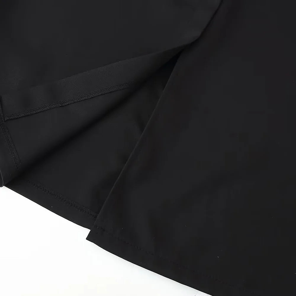 2025 new women's clothing European and American style casual elegant design with belt crepe fabric MIDI dress