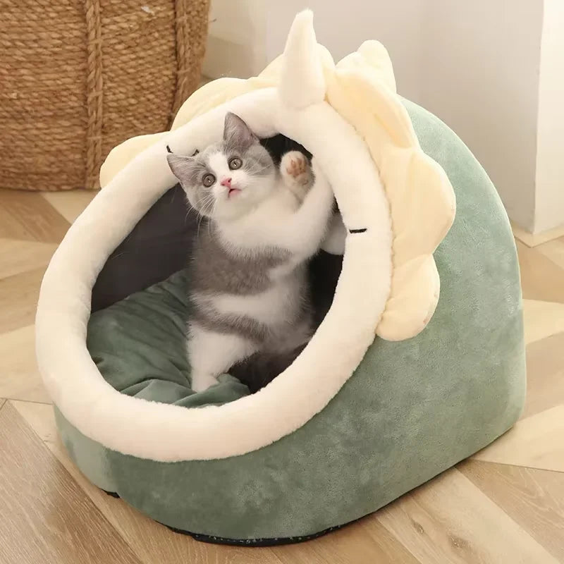 Cartoon Deep Sleep Cat Bed Pet Bed Foldable Removable Washable Pet Sleeping Bed for Small Dog Mat Bag Cave Cats Bed Pet Supplies