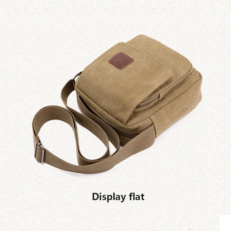 Men's Canvas Bag Fashion Simple Lightweight Shoulder Bag Messenger Bag Outdoor Travel Multifunctional Storage Organizer