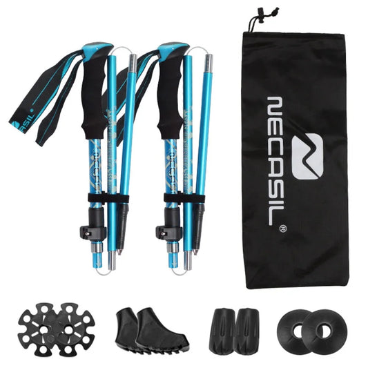 Premium Telescopic Hiking Poles – Lightweight Aluminum Alloy Collapsible Trekking Sticks with Carry Bag for Outdoor Adventures