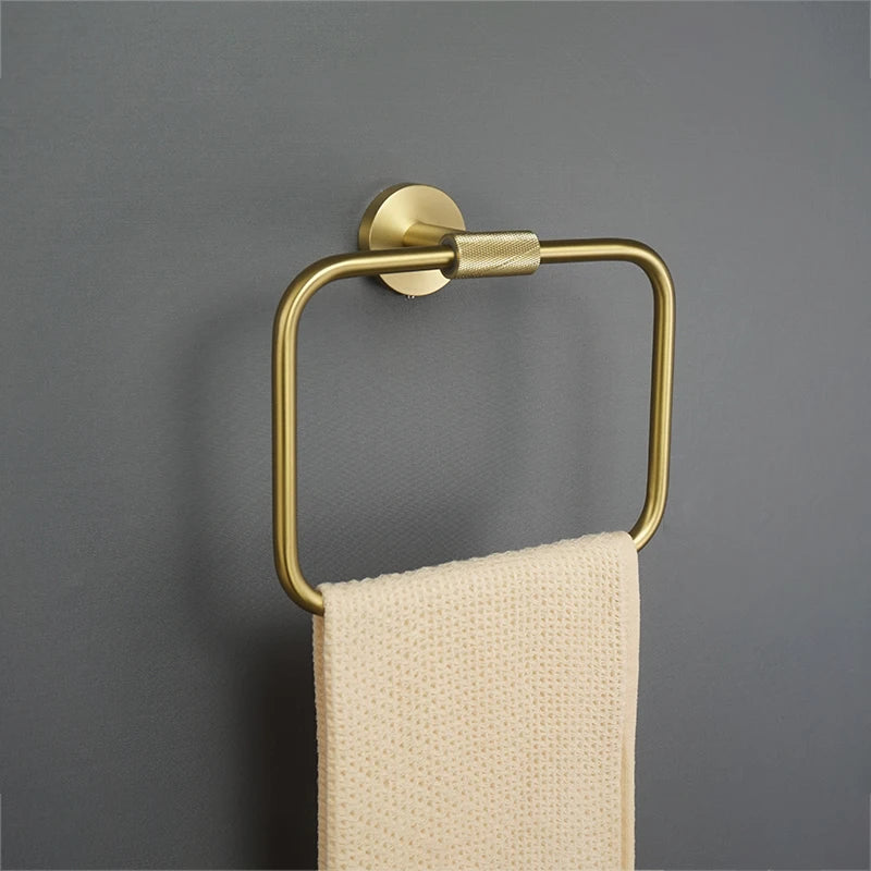 Bathroom Accessories Towel Ring Bar Hanger Cloth Robe Hook Toilet Tissue WC Paper Holder Bathroom Hardware Kit Brushed Gold