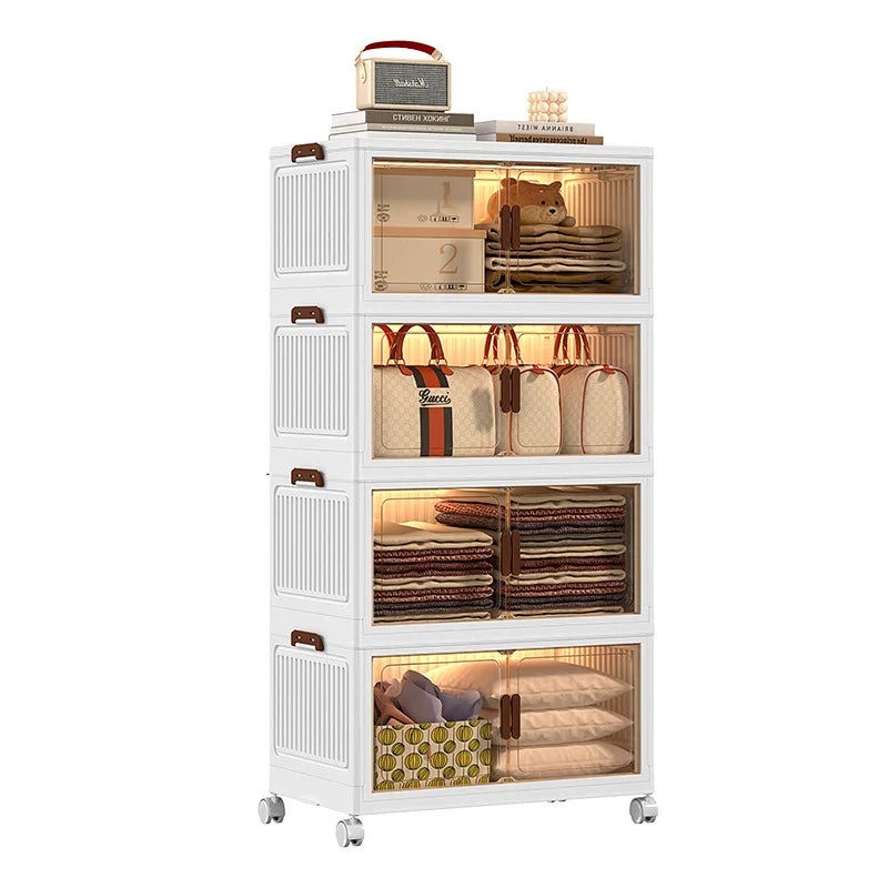 Large Volume Multifunction Folding Living Room Cabinet Closet Organizer With Wheel Stackable Sundries Large Capacity Storage Box