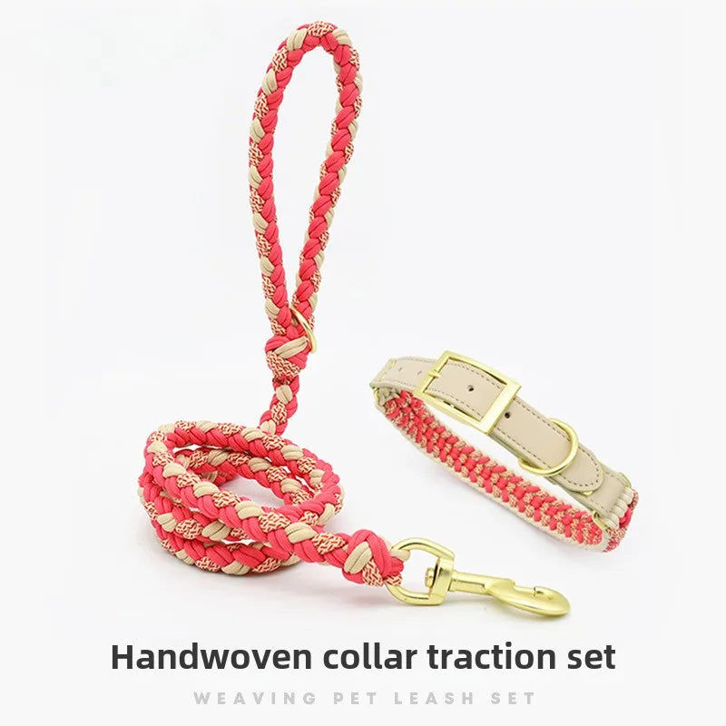 Loudik Wholesale New Dog Walking Rope Handwoven Collar Pet Leash Collar Medium and Large Dog Pet Supplies Puppy Accessories