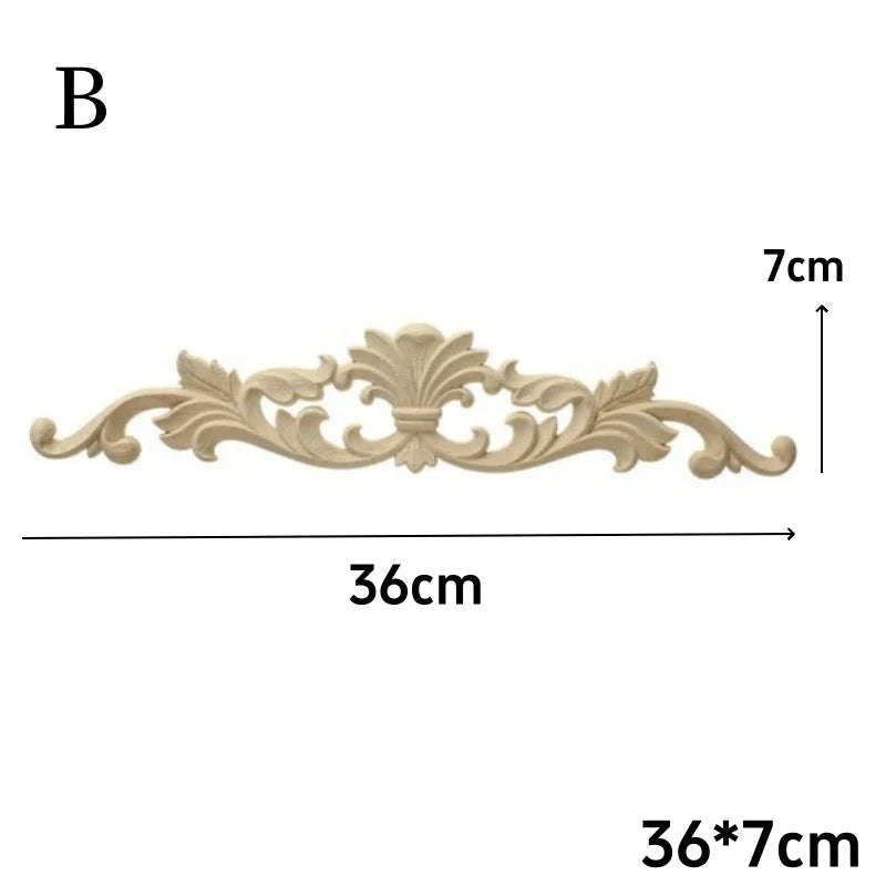 Decorative Wood Appliques and Onlays Natural Furniture Wall Door Wood Carving DIY Corner Frame Wood Craft Cabinet Wardrobe Decor