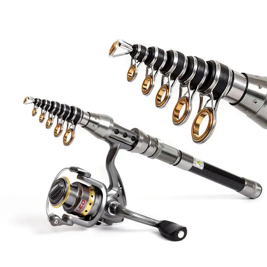 Fishing Rod Combo 1.5-2.4M Telescopic Fishing Rod and Spinning Fishing Reel Fishing Set Carp Carbon Fishing Rod Reel Kit