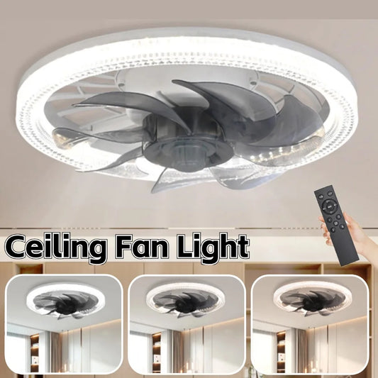 Silent Electric Fan with Light with Converter Extender Ceiling Fan Light 4 Speeds AC 85V-265V for Living Room Study Room Kitchen