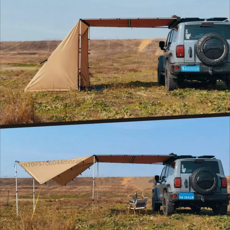 Outdoor Car Side Tent, Expanded Shelter with Windows, Arranged Bag Projection Canopy Side Tent, Outdoor Camping Equipment