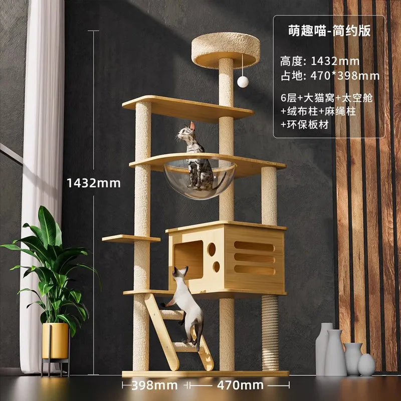 Tree Tower House for Large Cats, Claws, Sofa Protection, Cats with Scrapers, Wooden Cat Scratcher, Beds and Furniture