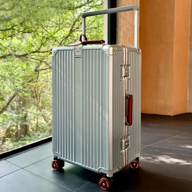 Wide Handlebar Suitcase Rolling Luggage Large Capacity Aluminum Frame Trolley Case with Colorful Silent Spinner Wheels TSA Lock