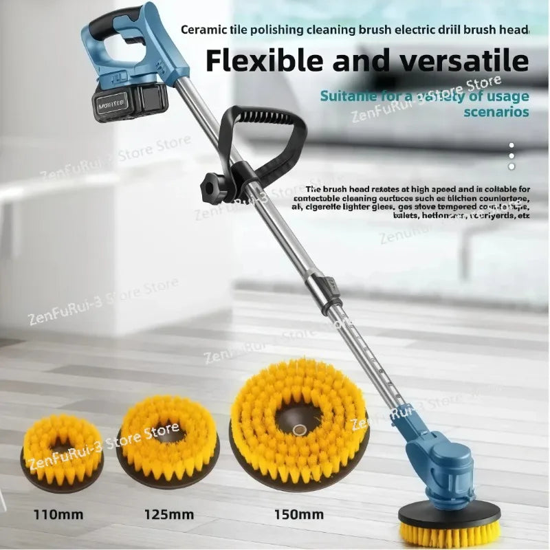 Electric Cleaning Brush Bathroom Yard Sweeper Polishing and Polishing Snow Sweeping Leaf Six-in-one Retractable Cleaning Brush